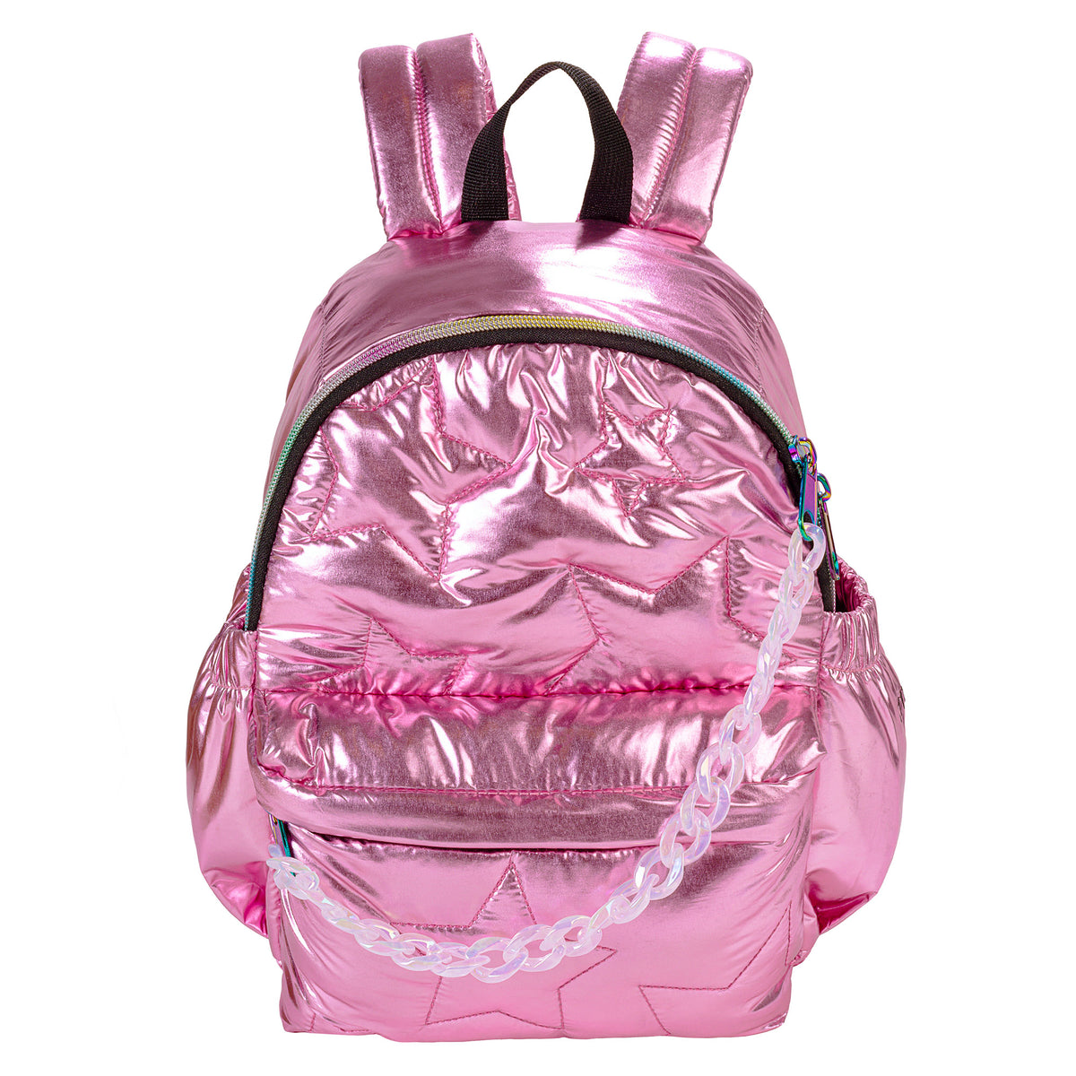Metallic Star Quilted Mini Puffer Backpack Pink