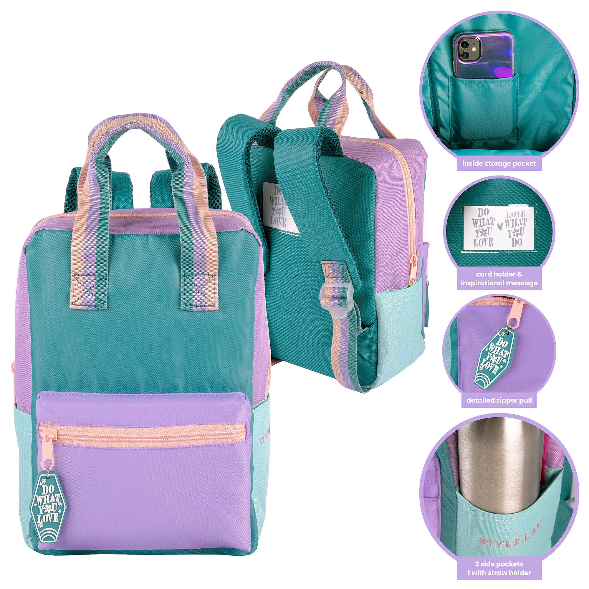 cute teal pink backpack leather Harlow Colorblock Backpack